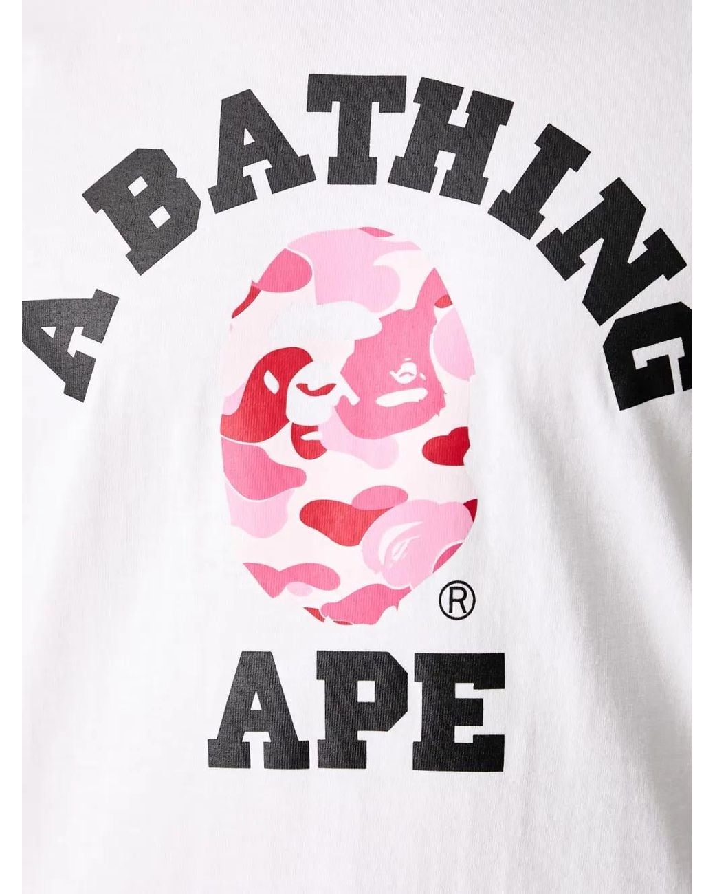 A Bathing Ape White T-Shirt Abc Camo College Tee À Logo Imprimé for men