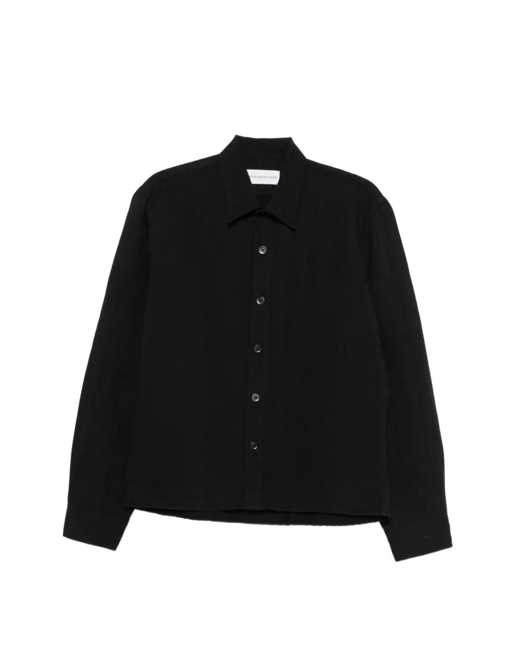 Studio Nicholson Black Long-Sleeve Button-Up Overshirt