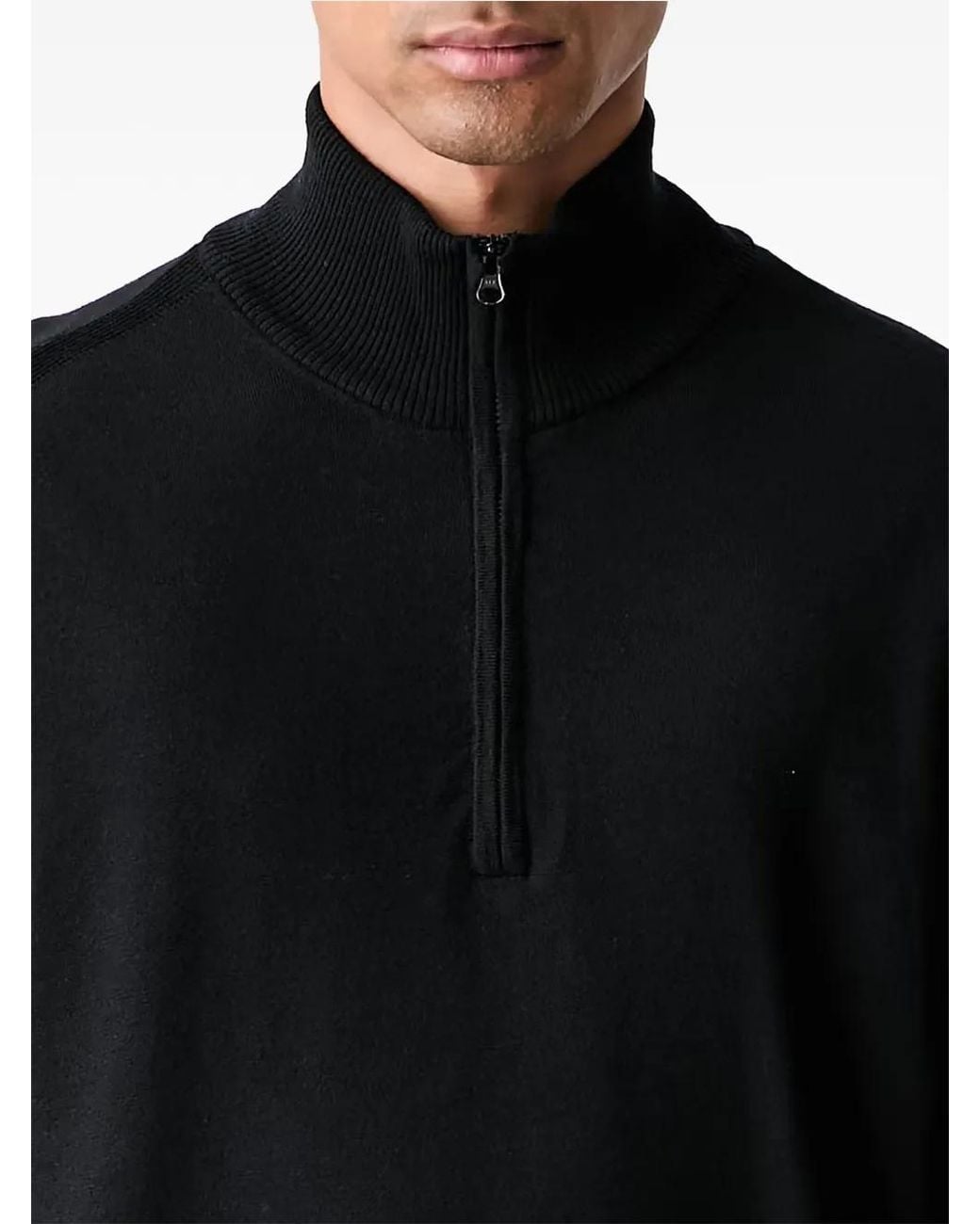 C P Company Black Lens-Detail Quarter-Zip Sweater for men