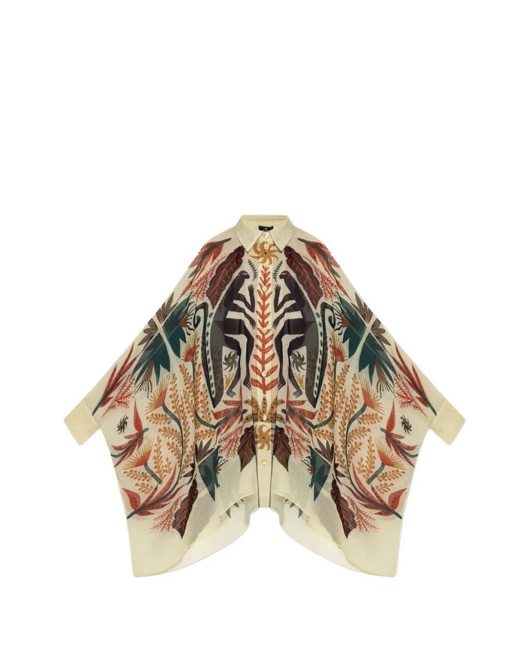 Etro Metallic X Tabby Booth Shirt With Hanky Hem And Placed Print