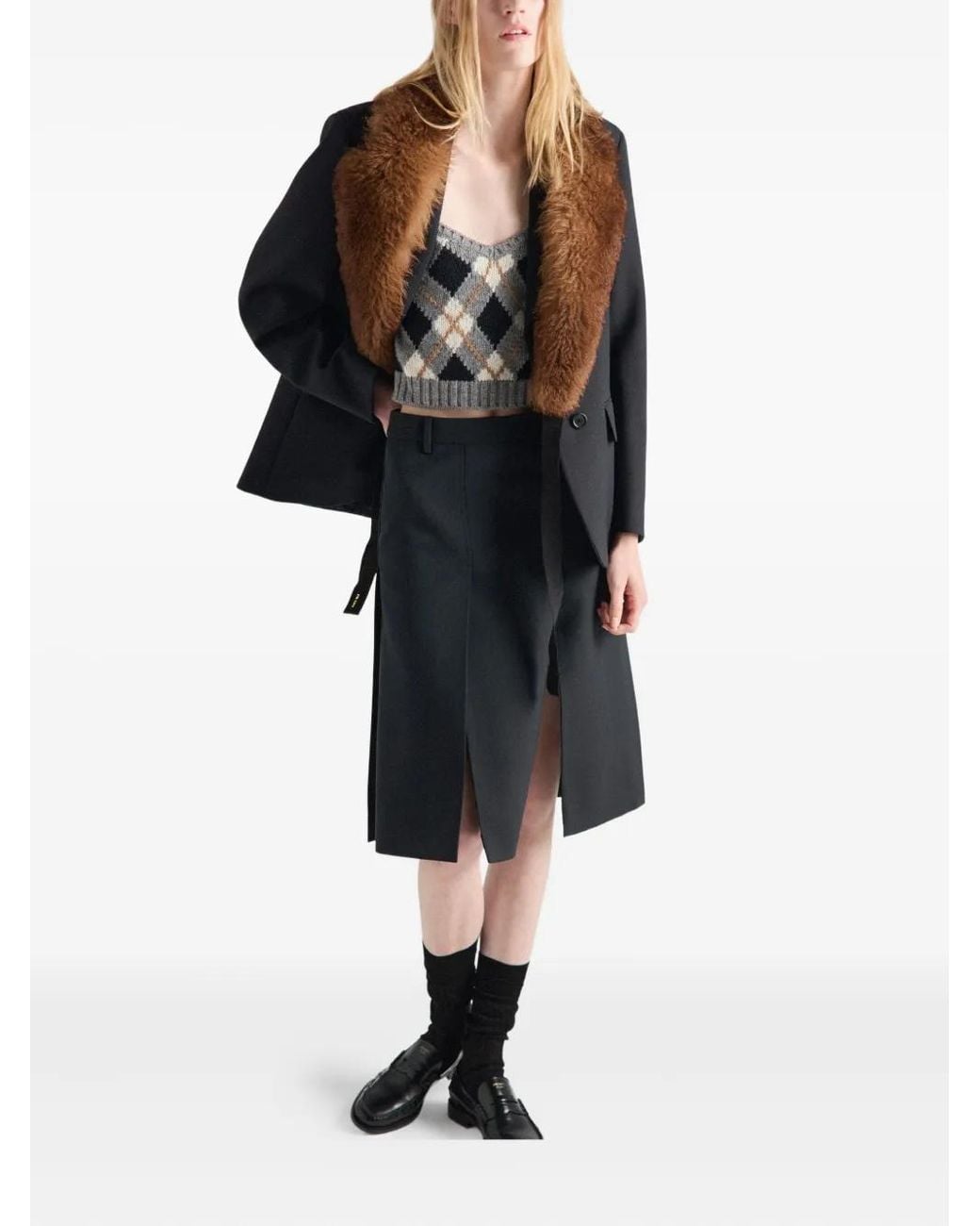 Top De Canalé Con Motivo De Rombos Prada de color Black