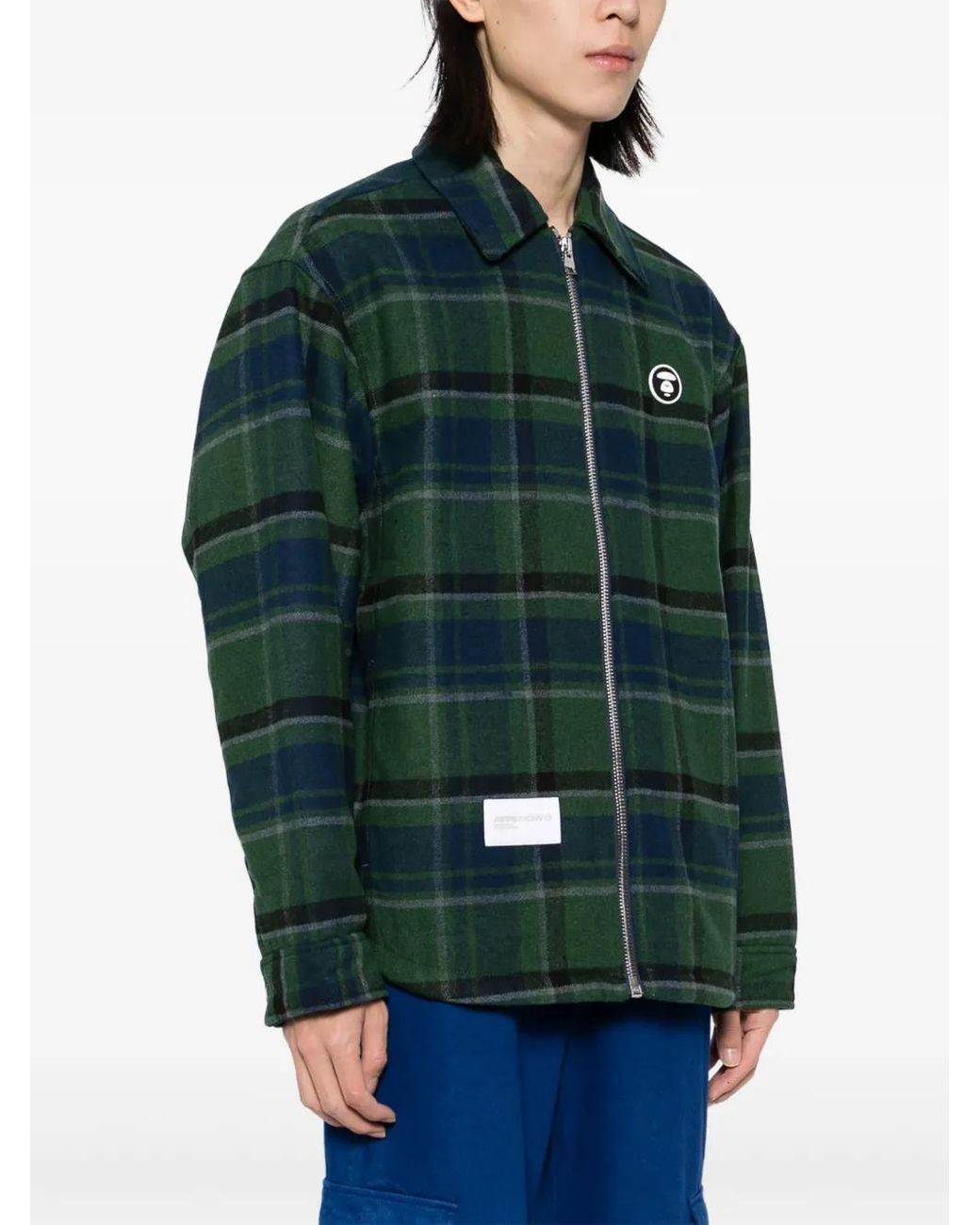 Aape By A Bathing Ape Green Moonface Logo Check Jacket for men