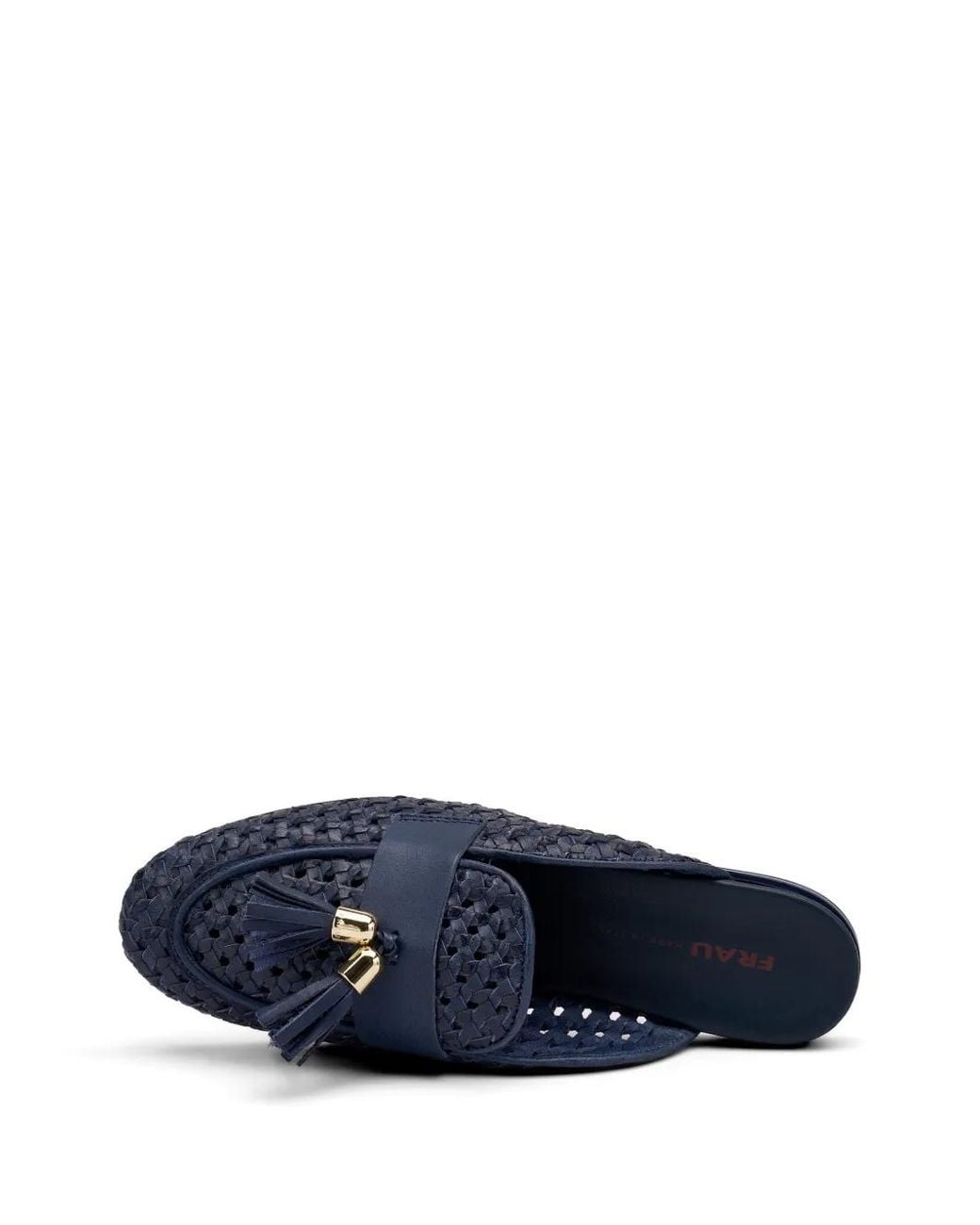 Frau Blue Woven Tassel Flat Mules