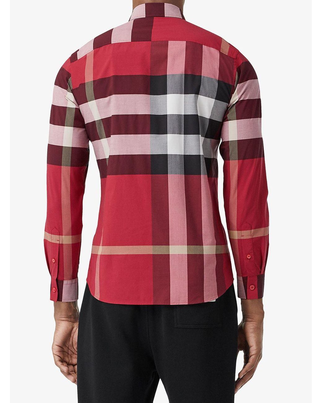 Camisa con motivo de cuadros Burberry de hombre de color Rojo | Lyst