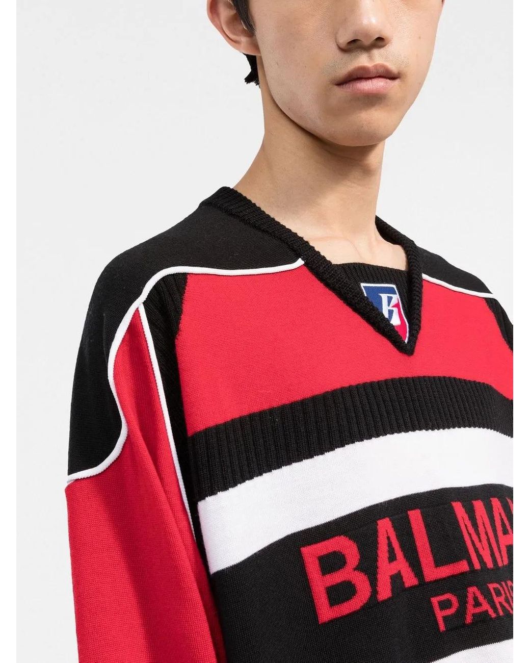 V-Neck Knitwear Balmain pour homme en coloris Red