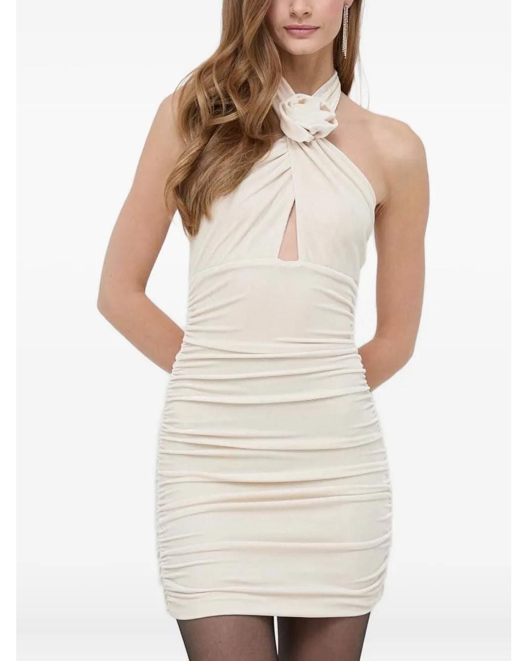 Bardot White Embellished Halterneck Mini Dress