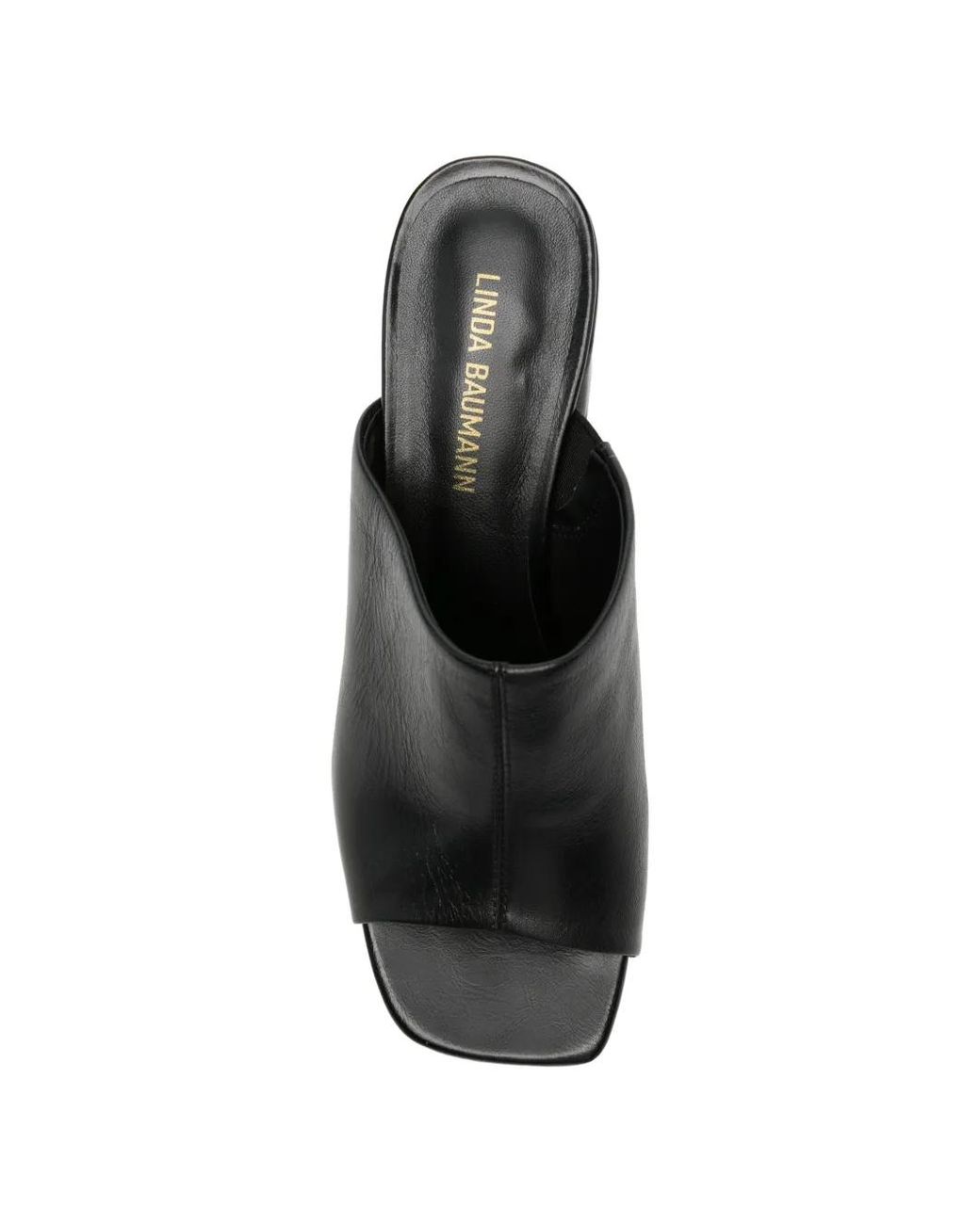 Linda Baumann Black Open-Toe Block-Heel Sandals