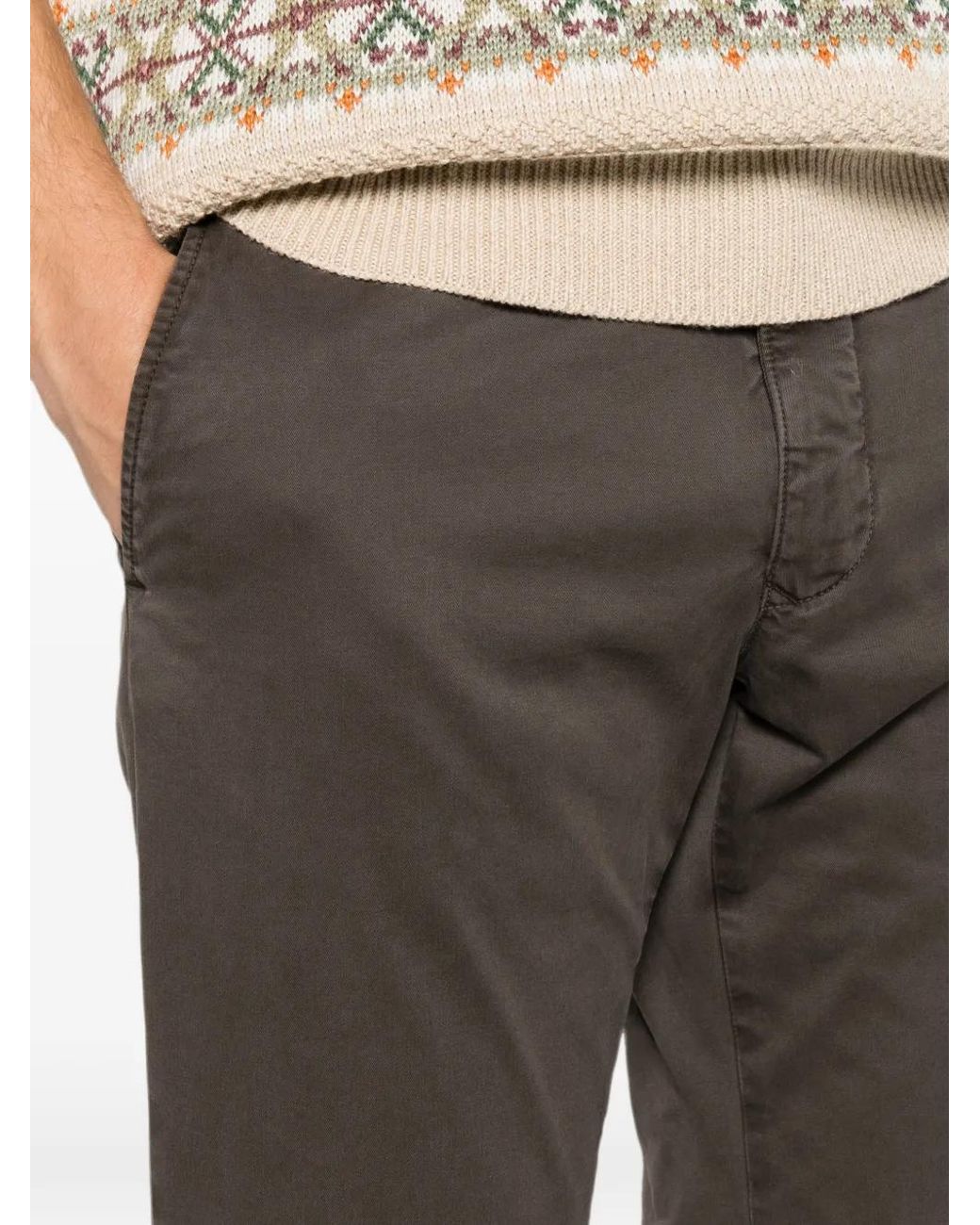 Incotex Gray Belt-Loops Tapered-Leg Trousers for men