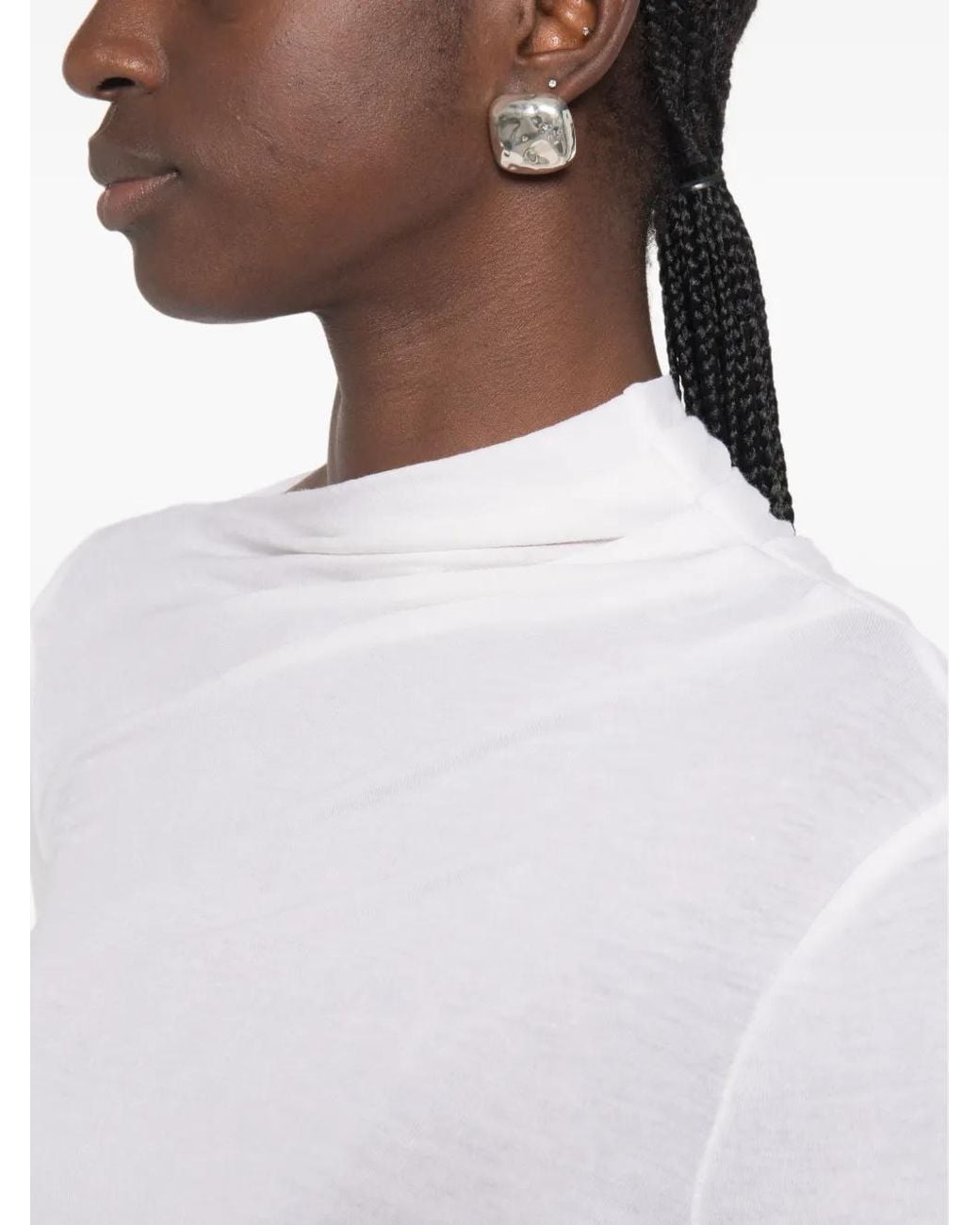 Imperial White Draped Long-Sleeve Top