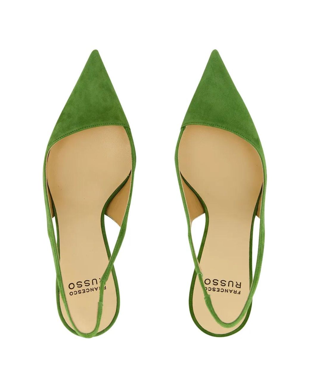 Francesco Russo Green Suede Slingback Pumps