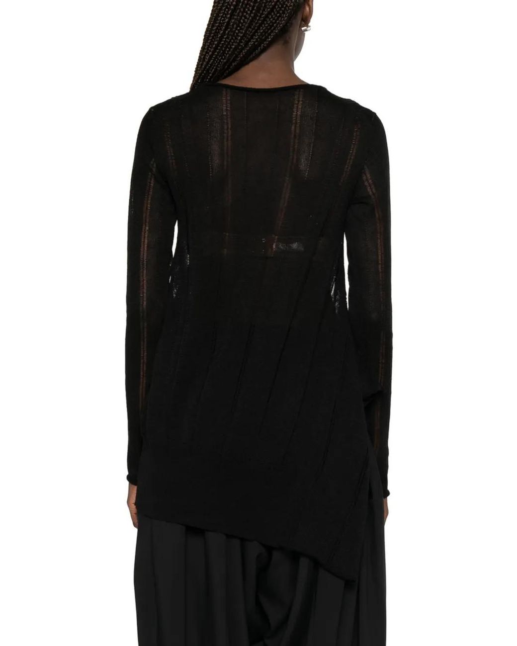 Yohji Yamamoto Black Asymmetric-Hem Sweater