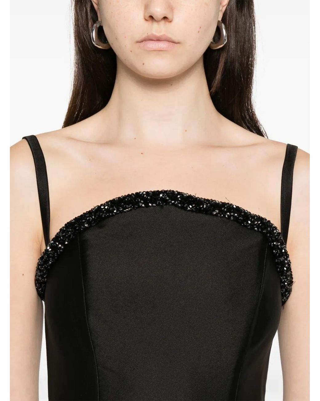 Roland Mouret Black Crystal-Embellishment Maxi Dress