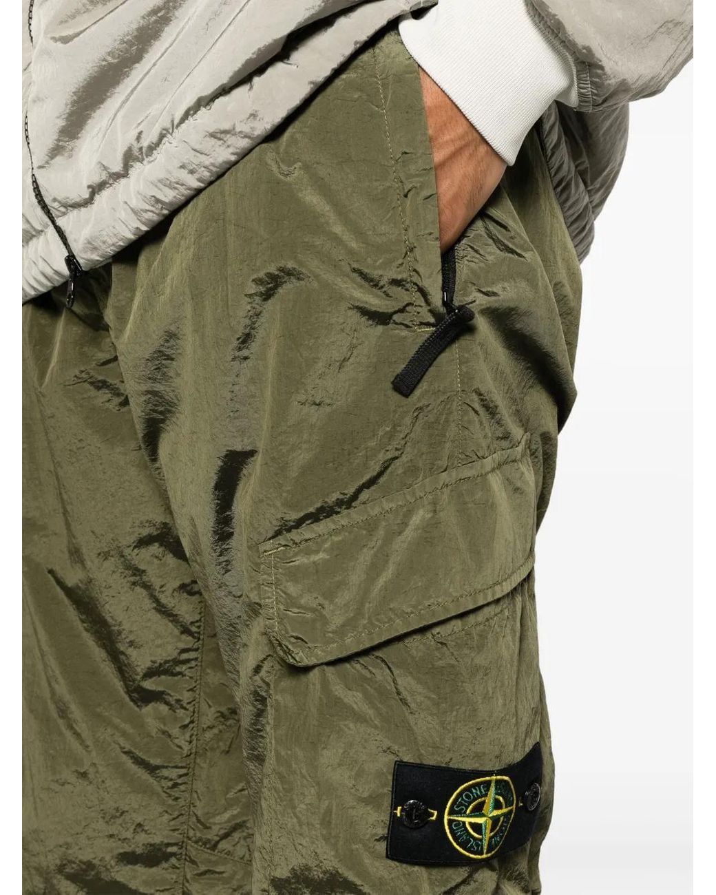 Stone Island Green Compass-Patch Cargo Trousers for men