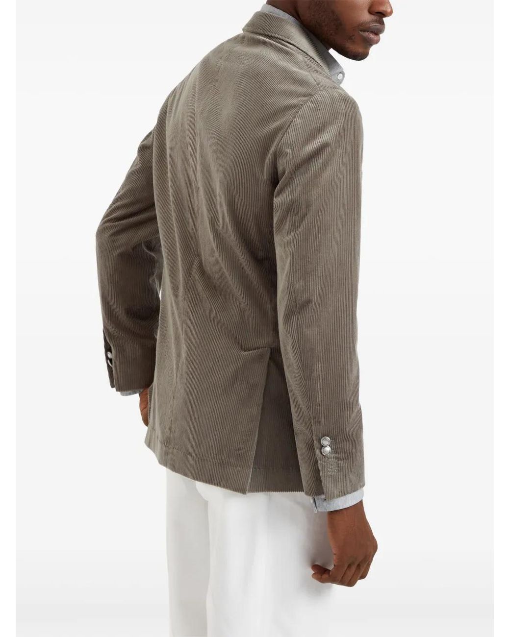 Brunello Cucinelli Green Pinstripe Cotton Blazer for men
