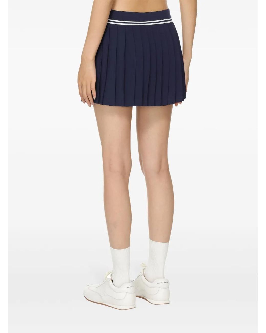 Sporty & Rich Blue Logo Pleated Skirt