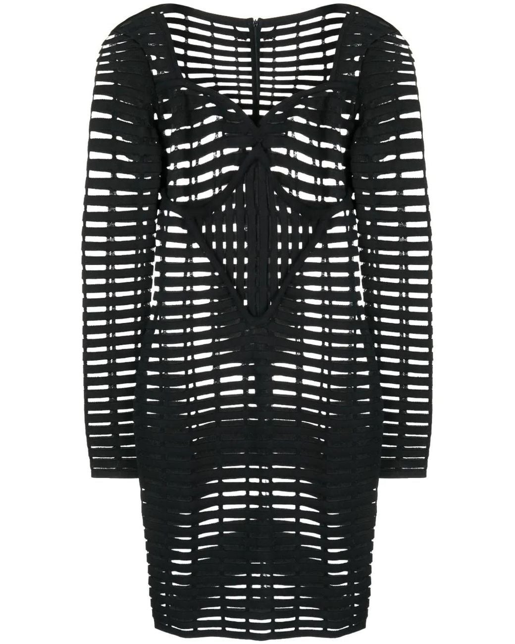 Genny Black Open-Knit Bustier Minidress