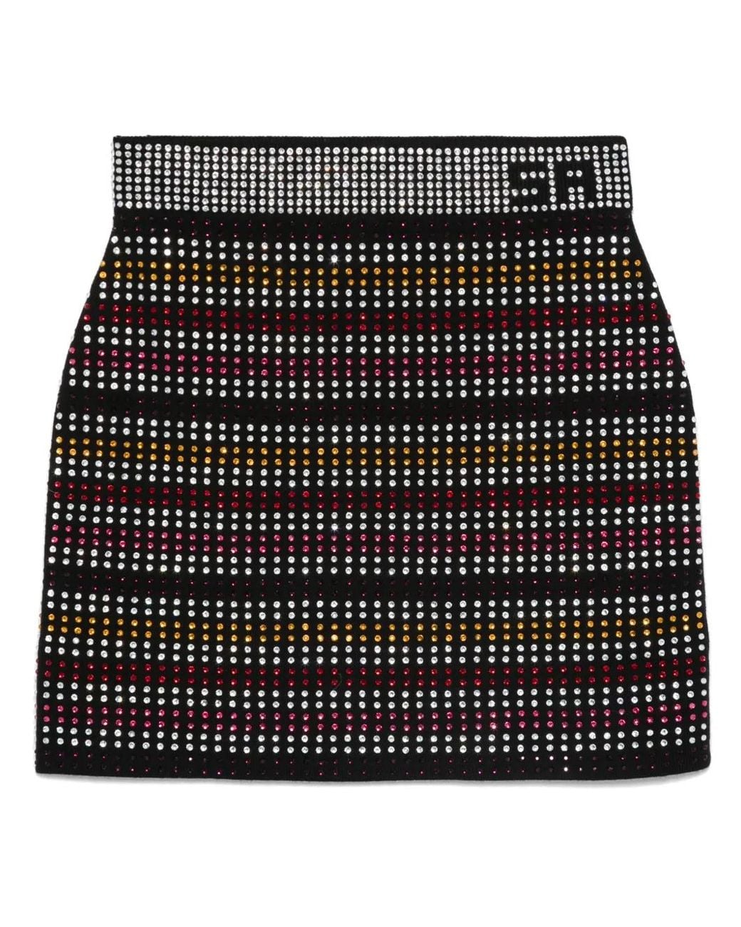 Sonia Rykiel Black Rhinestone Striped Mini Skirt