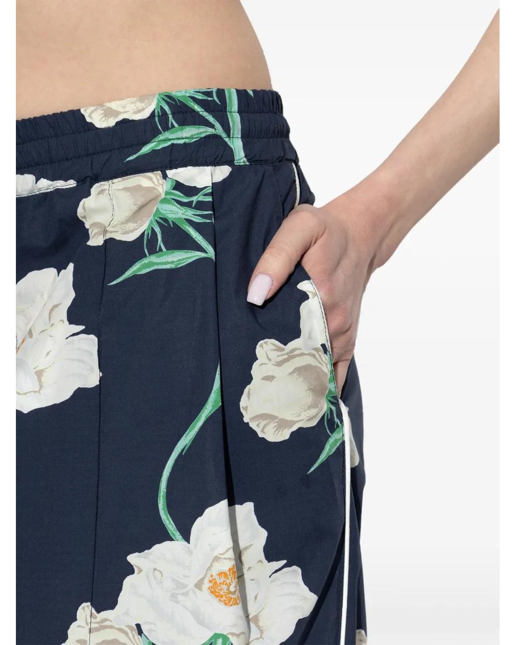KENZO Blue Trousers With Floral Motif