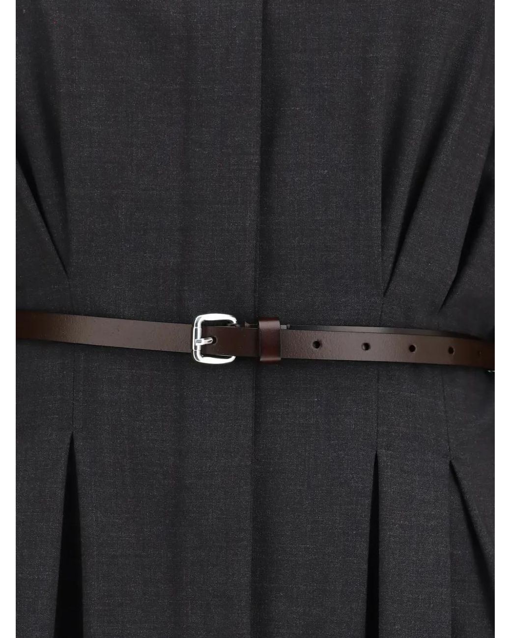 P.A.R.O.S.H. Black Belted Pleated-Waist Dress