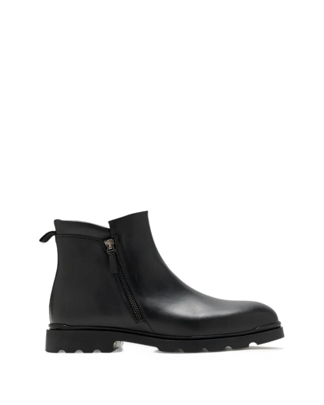 Magnanni Shoes Black Leather Ankle Boots for men