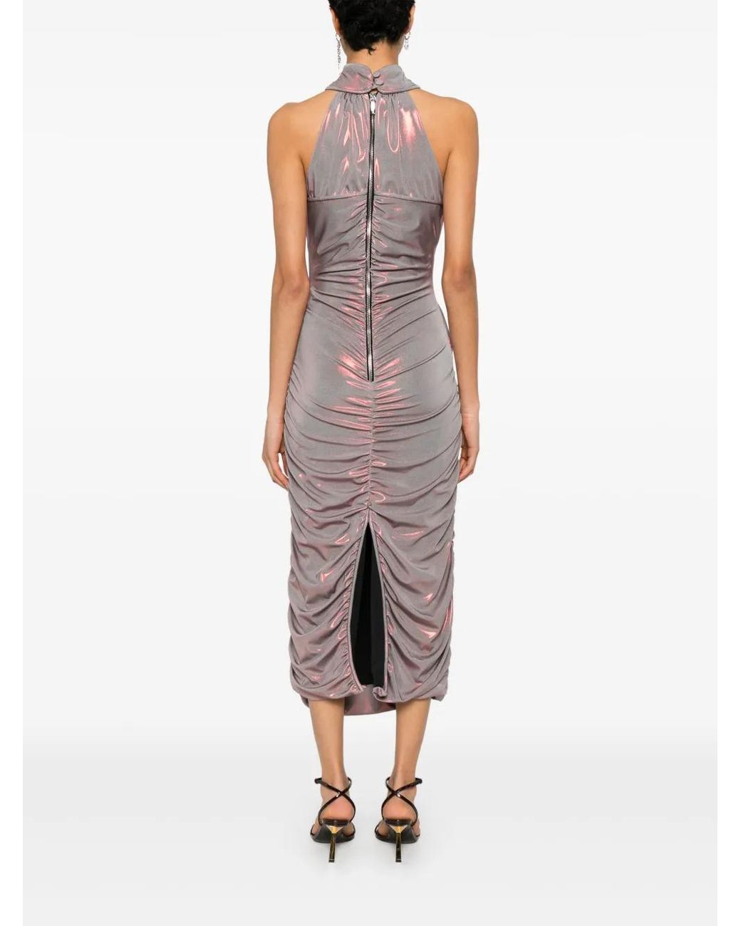 MITILIANE COUTURE Gray Draped Midi Dress