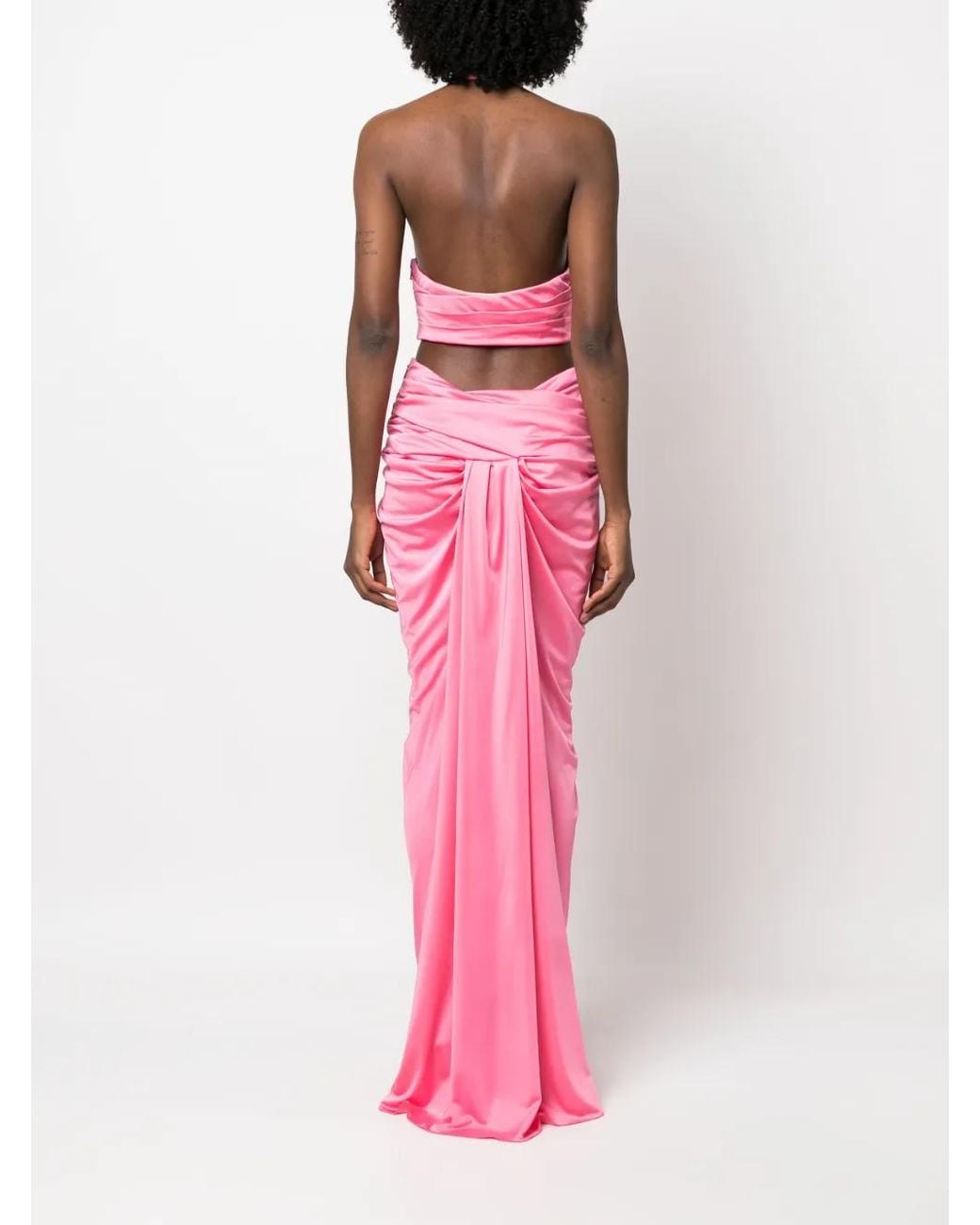 Moschino Pink Draped Halterneck Maxi Dress