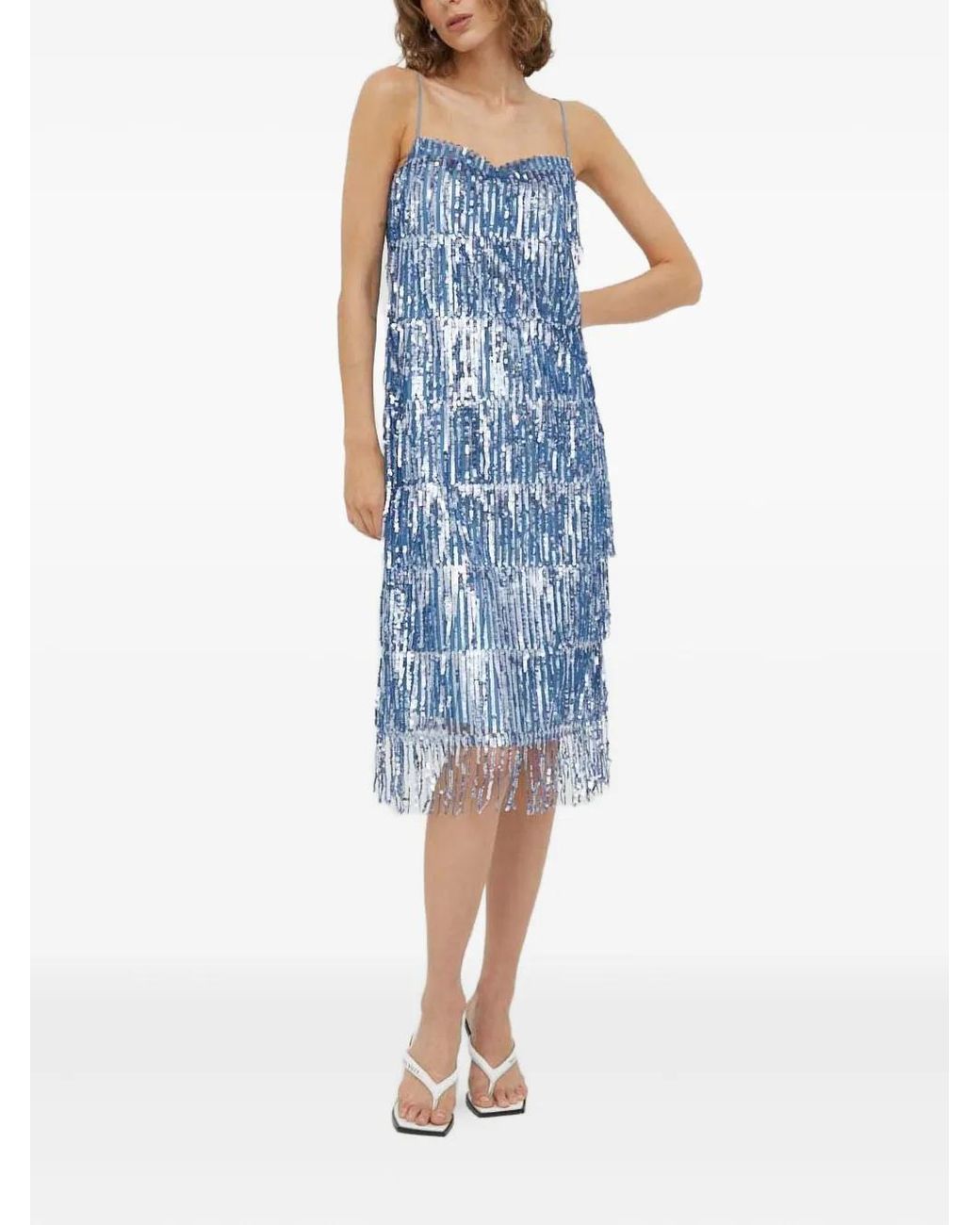 Samsøe & Samsøe Blue Sequin Fringed Mini Dress