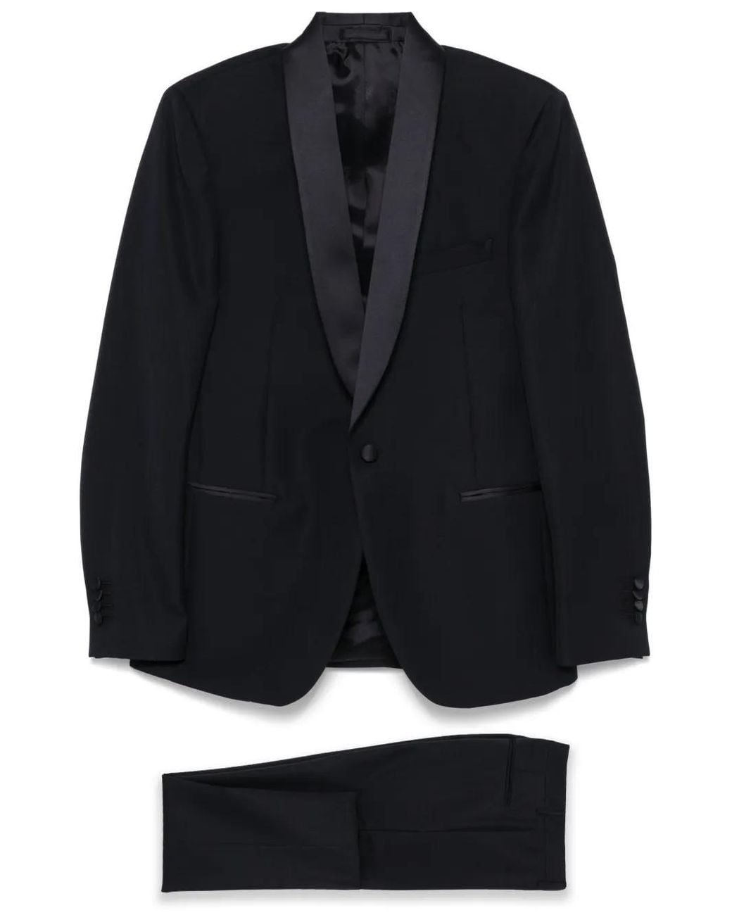 Lardini Black Satin-Trim Suit for men