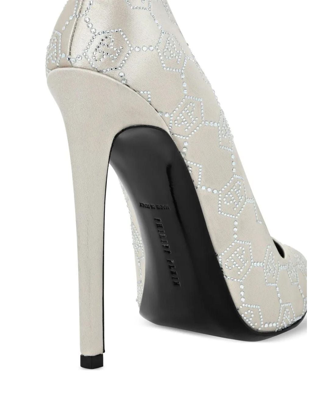 Philipp Plein White Decollete Monogram Strass Pumps