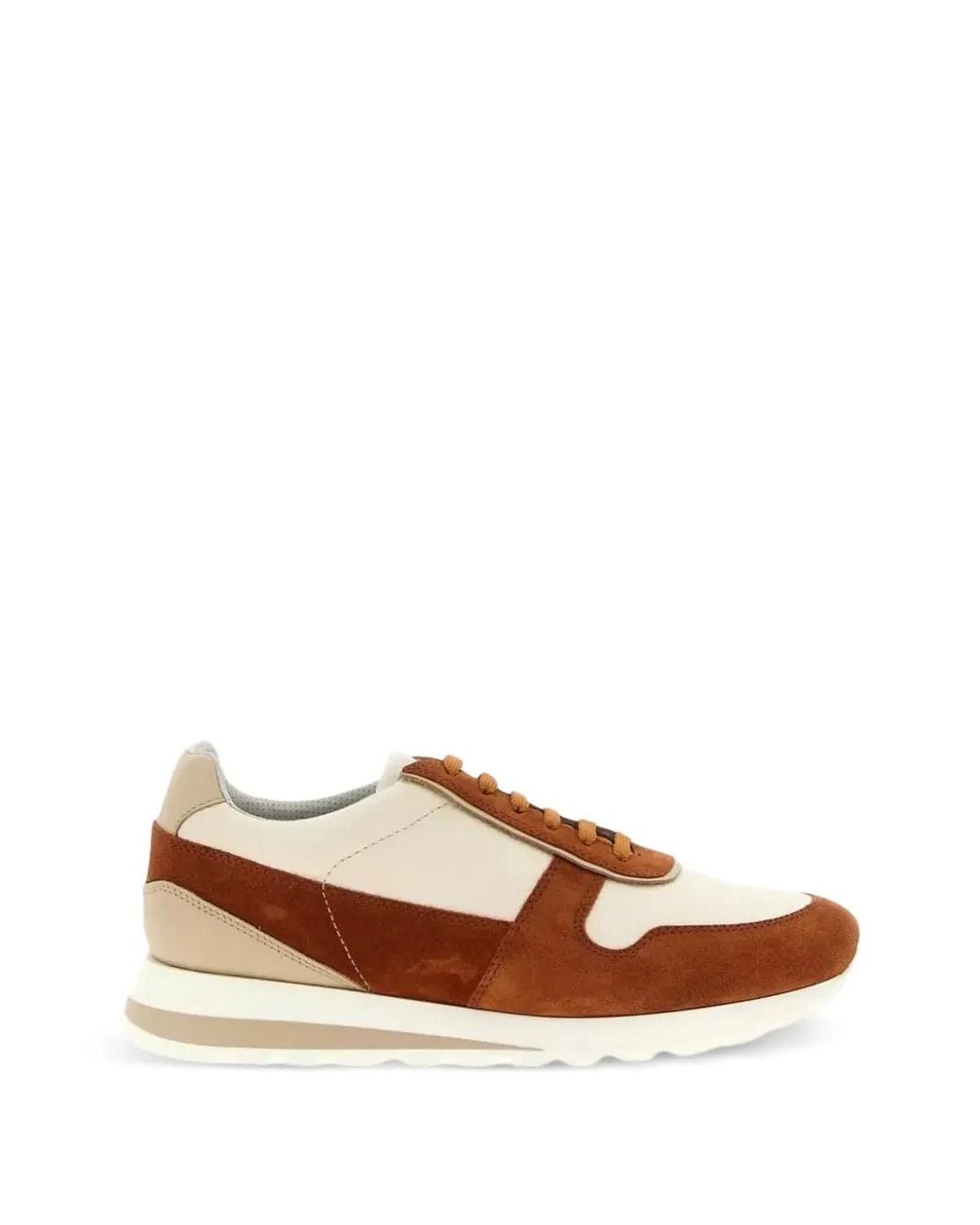 Brunello Cucinelli Brown Panelled Leather Sneakers for men