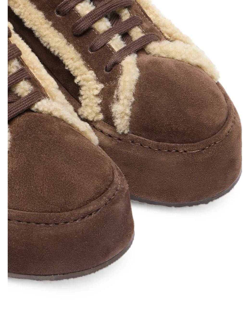 Casadei Brown I-Box Shearling-Trim Sneakers