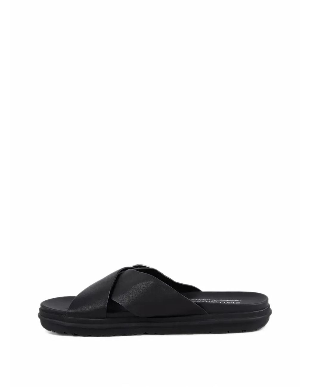 EMU Black Ebony Buckle-Detail Crossover-Strap Slides