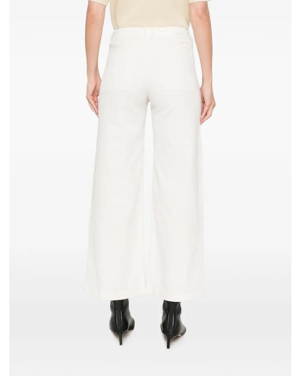 Five Jeans White Wide-Leg Patch-Pocket Trousers