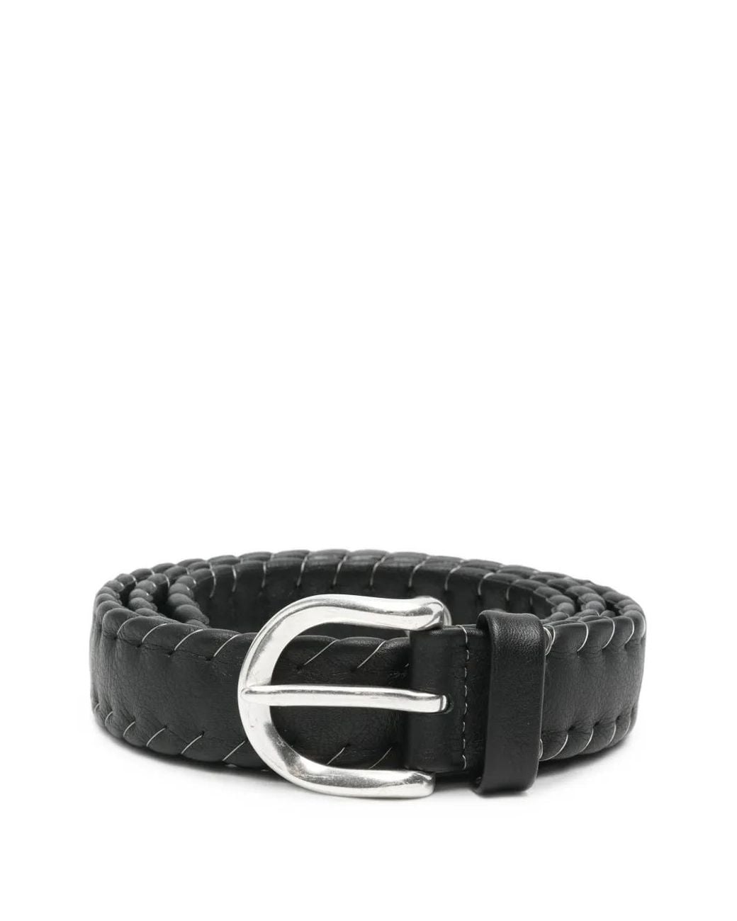 Our Legacy Black Suture Whipstitch Leather Belt for men
