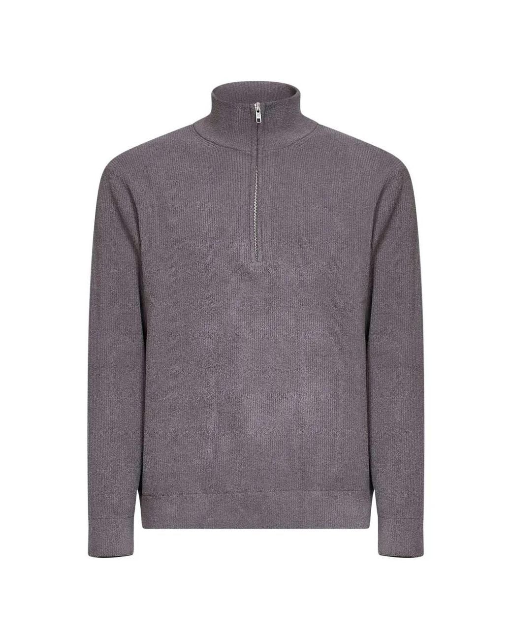 NN07 Gray Danny Half-Zip Ribbed-Knit Sweater for men