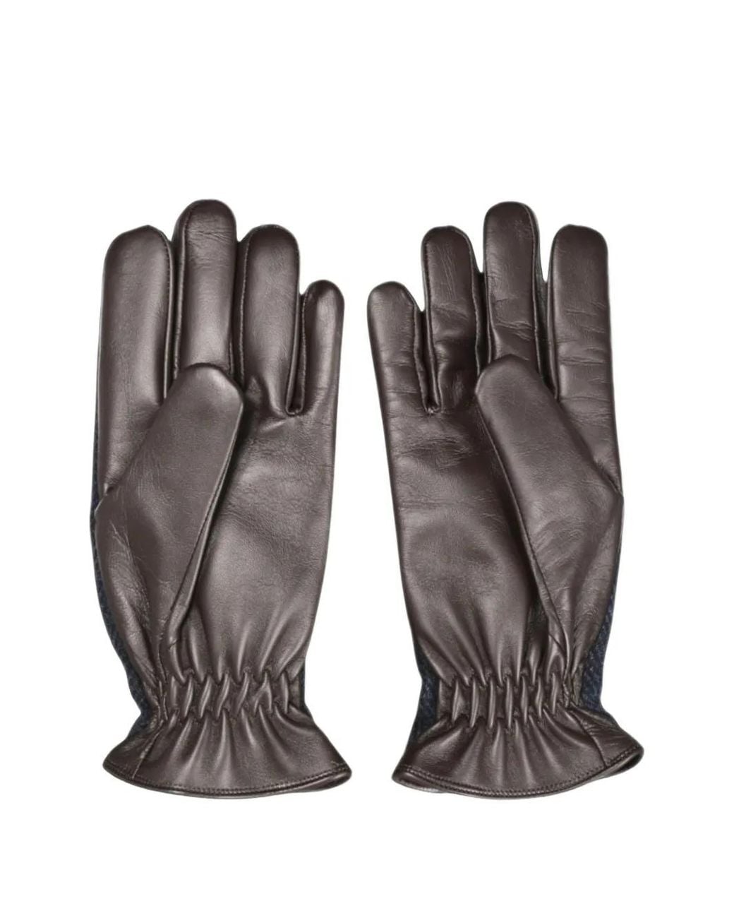 Gran Sasso Black Herringbone-Knit Panelled Gloves for men