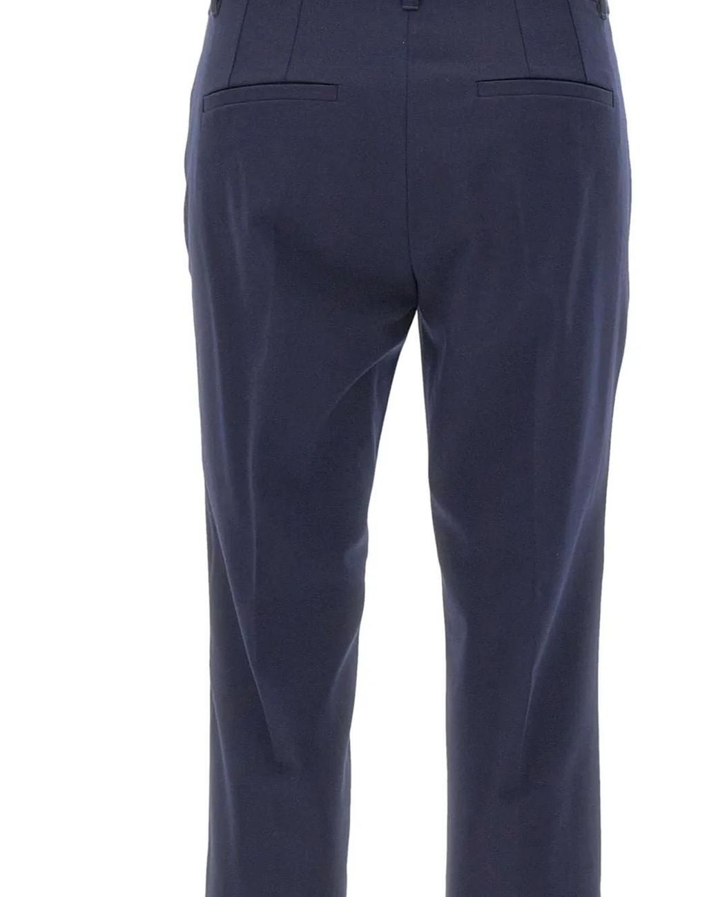 Marella Blue Front-Crease Welt-Pockets Trousers