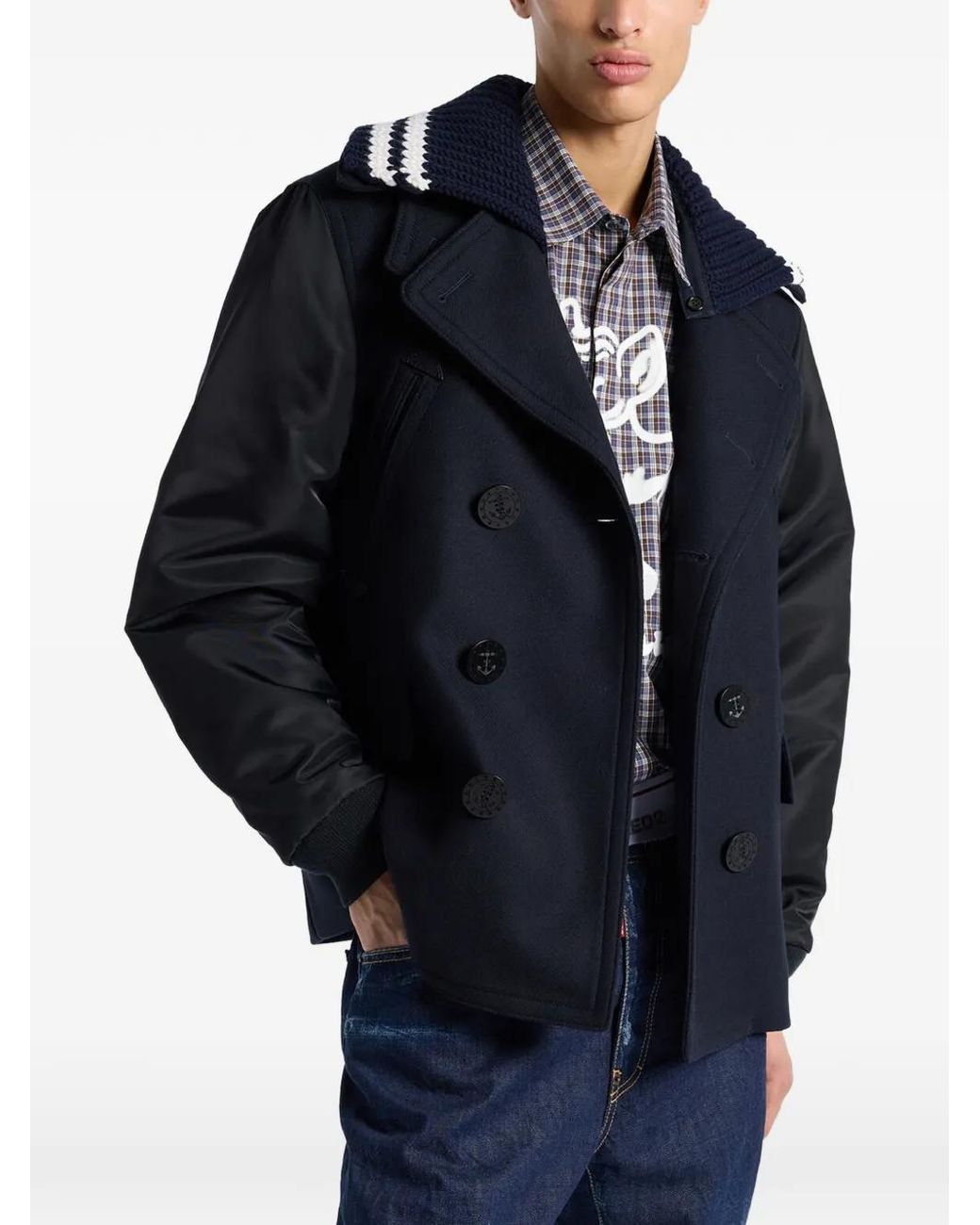 DSquared² Blue Hybrid Peacoat for men