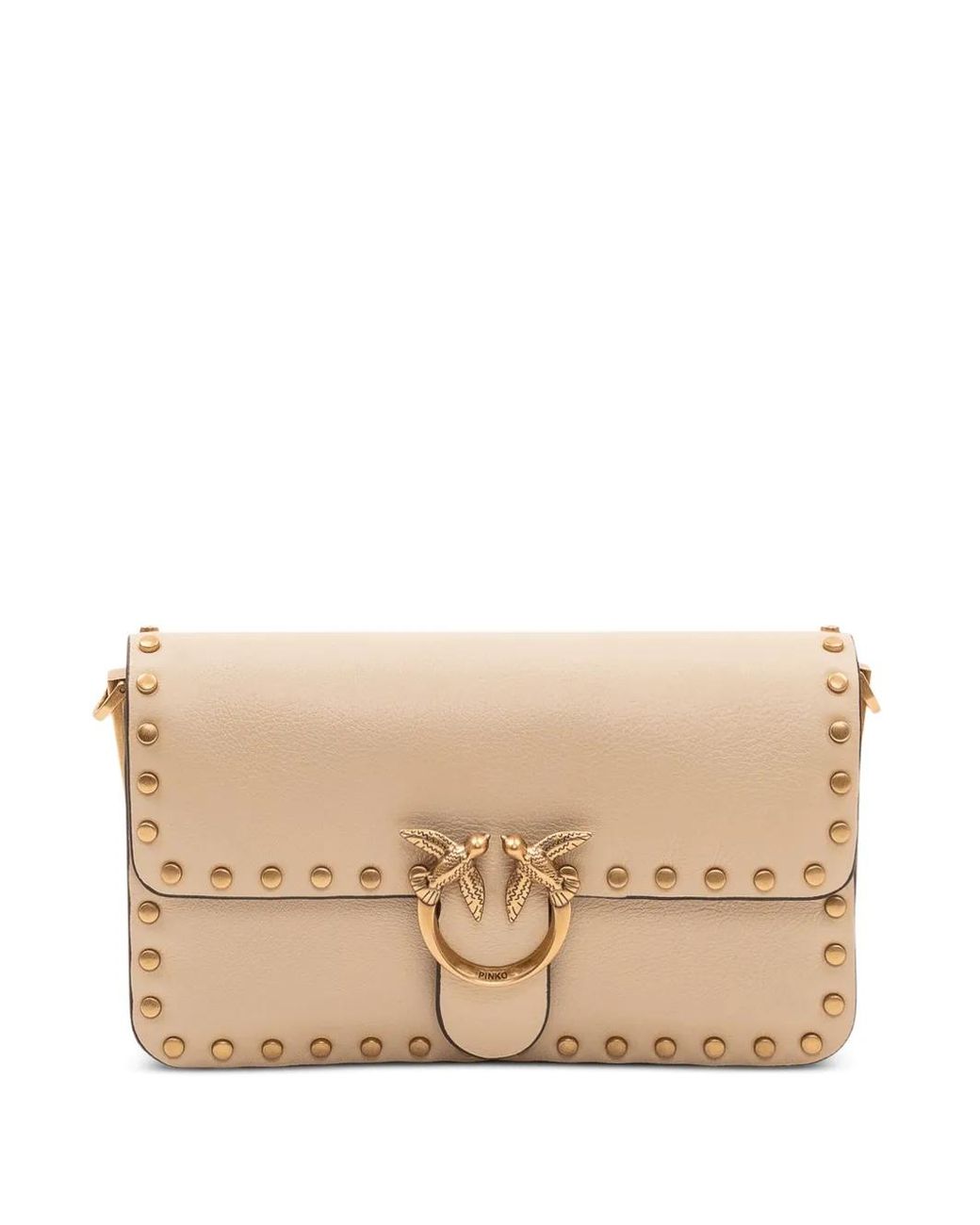 Pinko Natural Baby Love One Slouchy Stud-Embellished Shoulder Bag