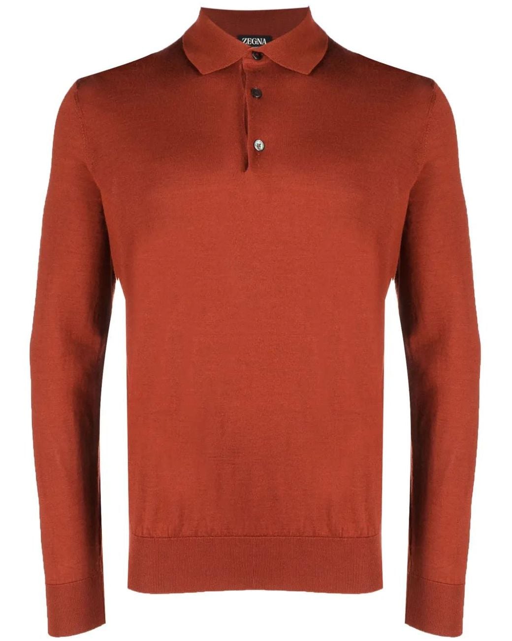 Zegna Red Polo En Maille À Manches Longues for men