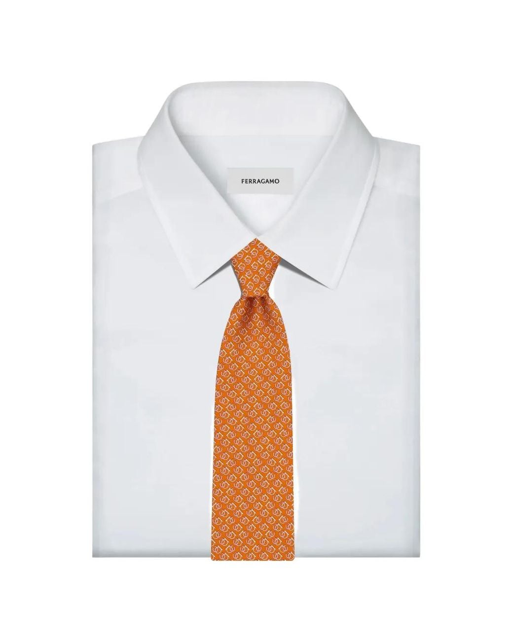 Ferragamo White Good Luck Print Silk Tie for men
