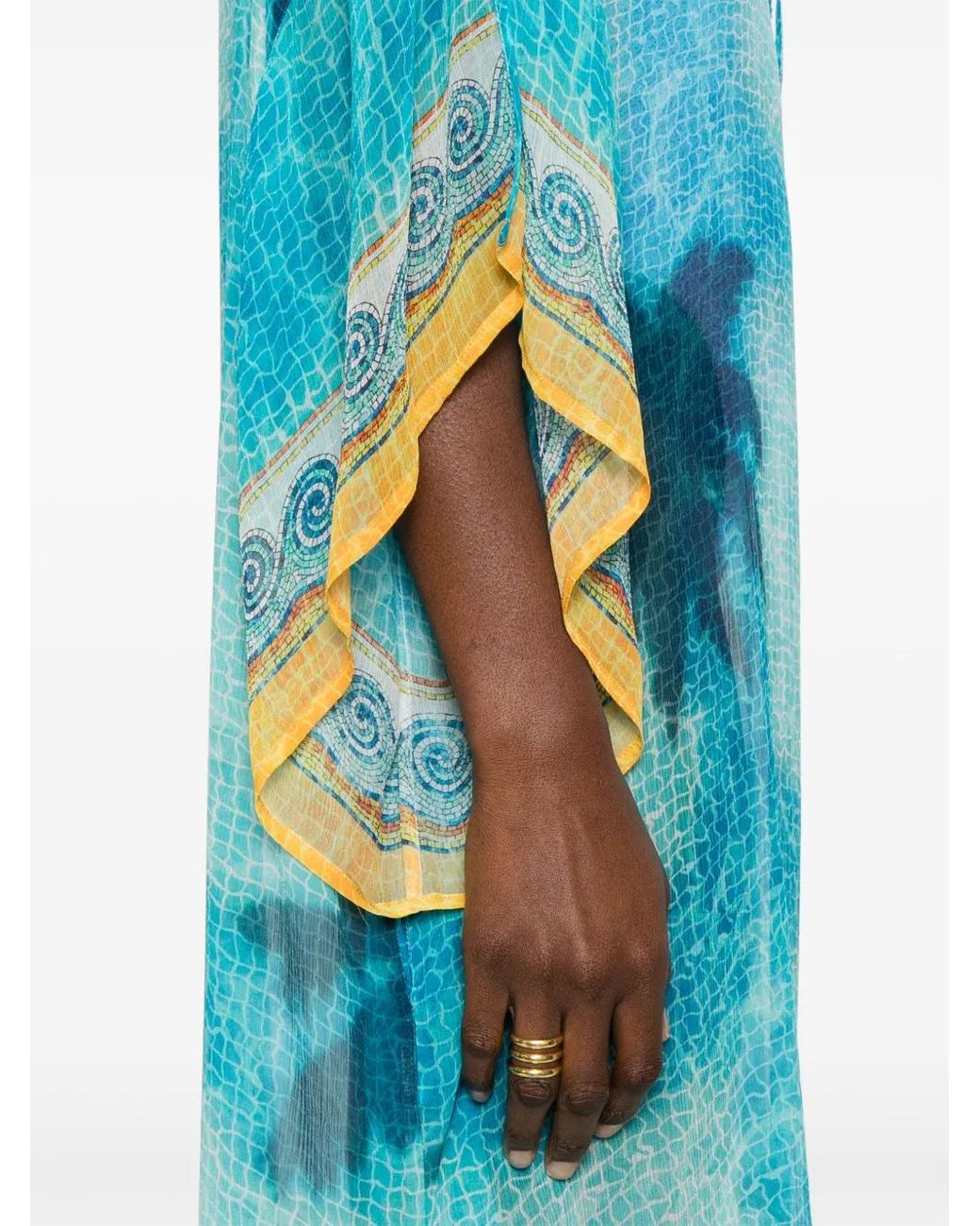 Casablanca Blue Silk Chiffon Maxi Dress