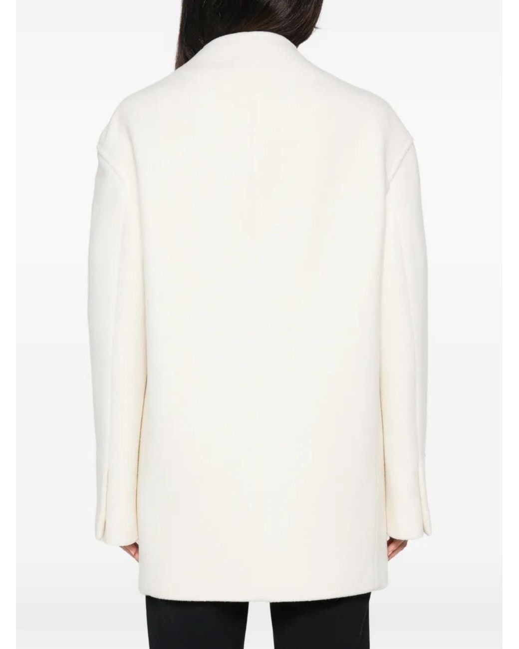 Malo White Double-Breasted Scoop-Neck Coat