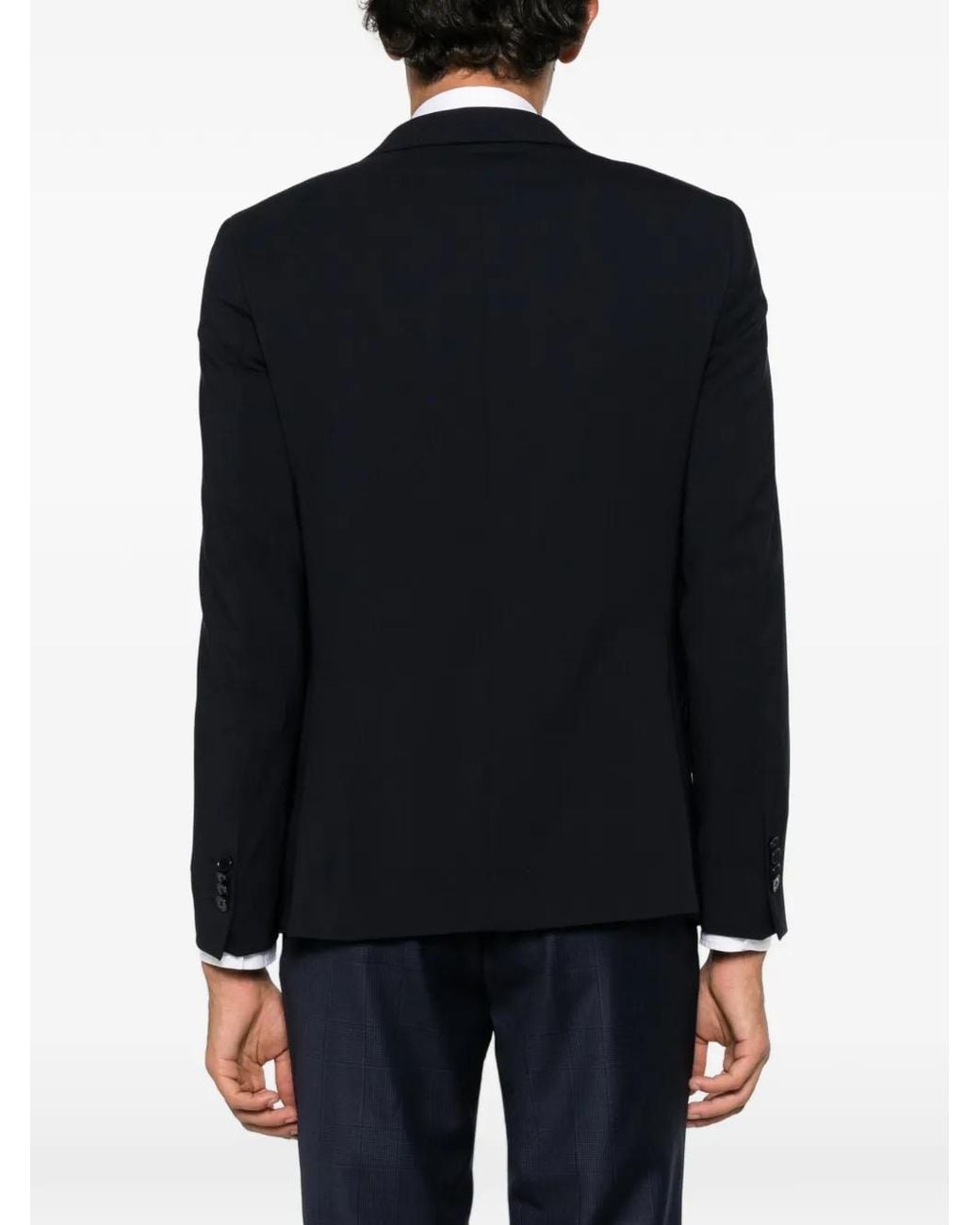 Manuel Ritz Blue Single-Breasted Notched-Lapels Jacket for men