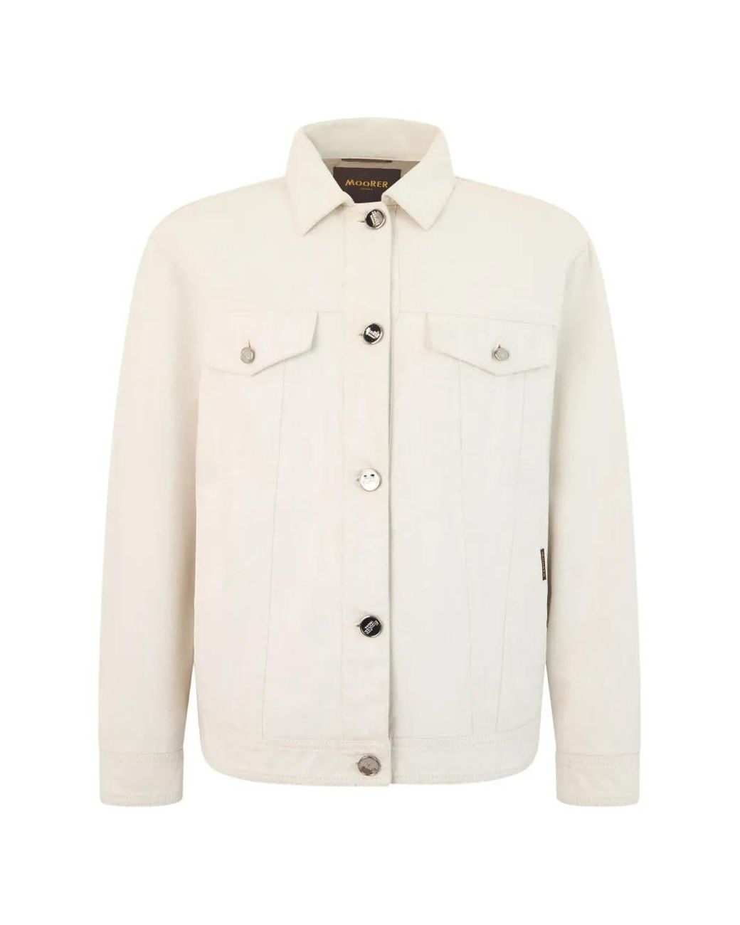 Moorer White Ardea Button-Up Denim Jacket