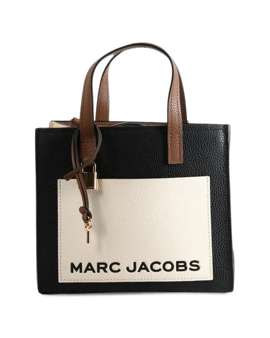 Marc Jacobs Black Logo-Print Leather Tote Bag