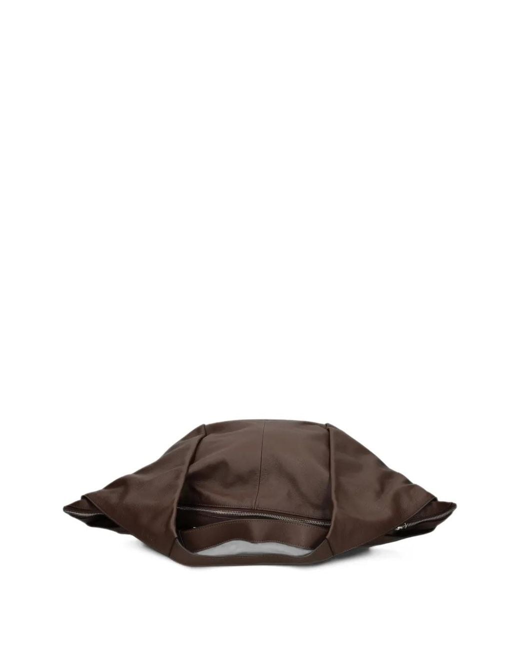 Vic Matié Brown Grained Leather Tote Bag