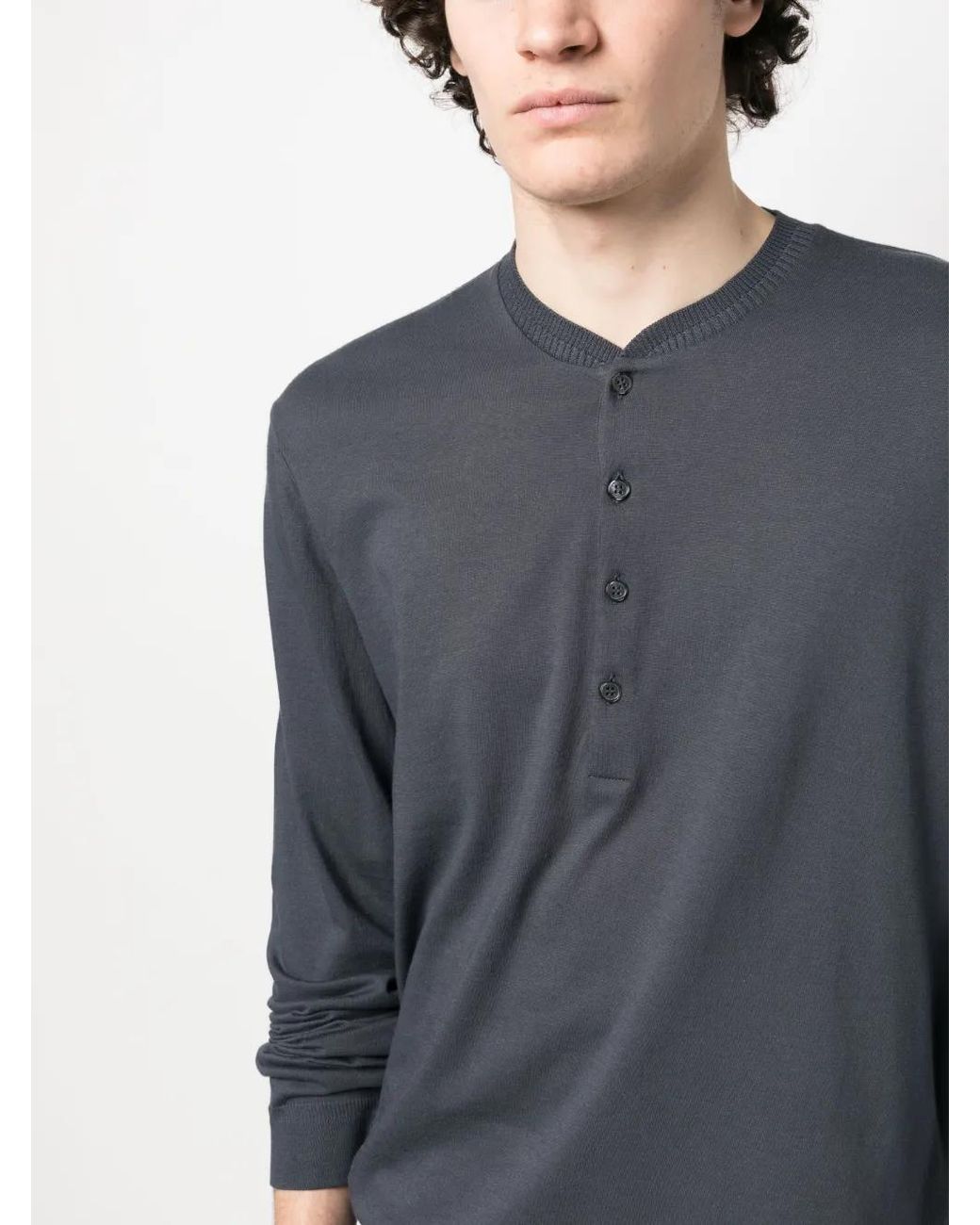Orlebar Brown Blue Plain Short-Button Jersey for men