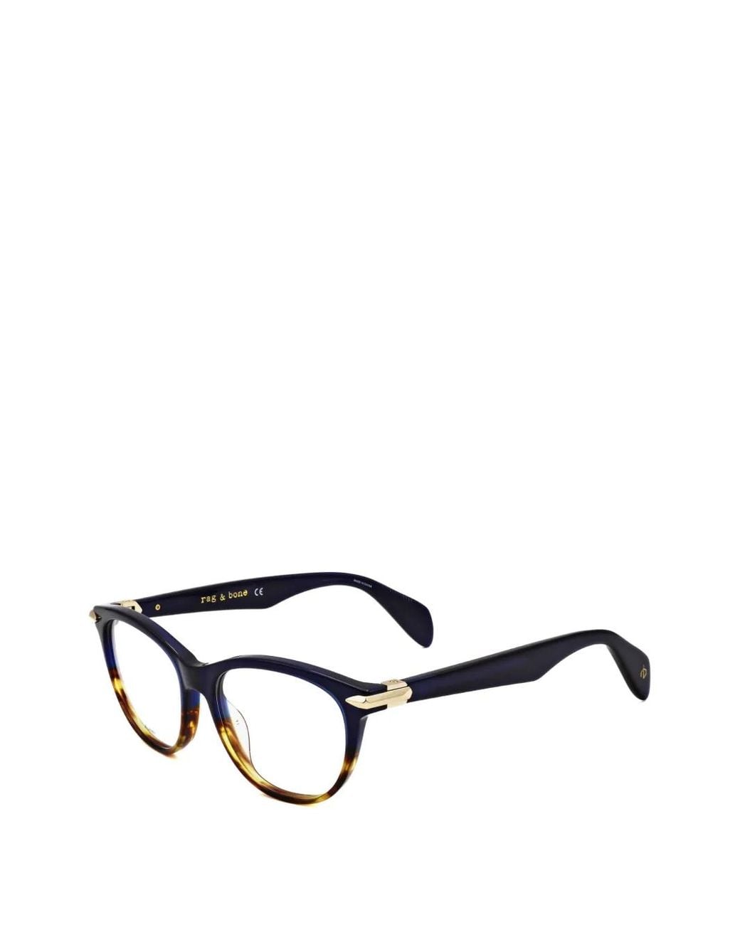 Rag & Bone Black Tortoise-Effect Round-Frame Glasses
