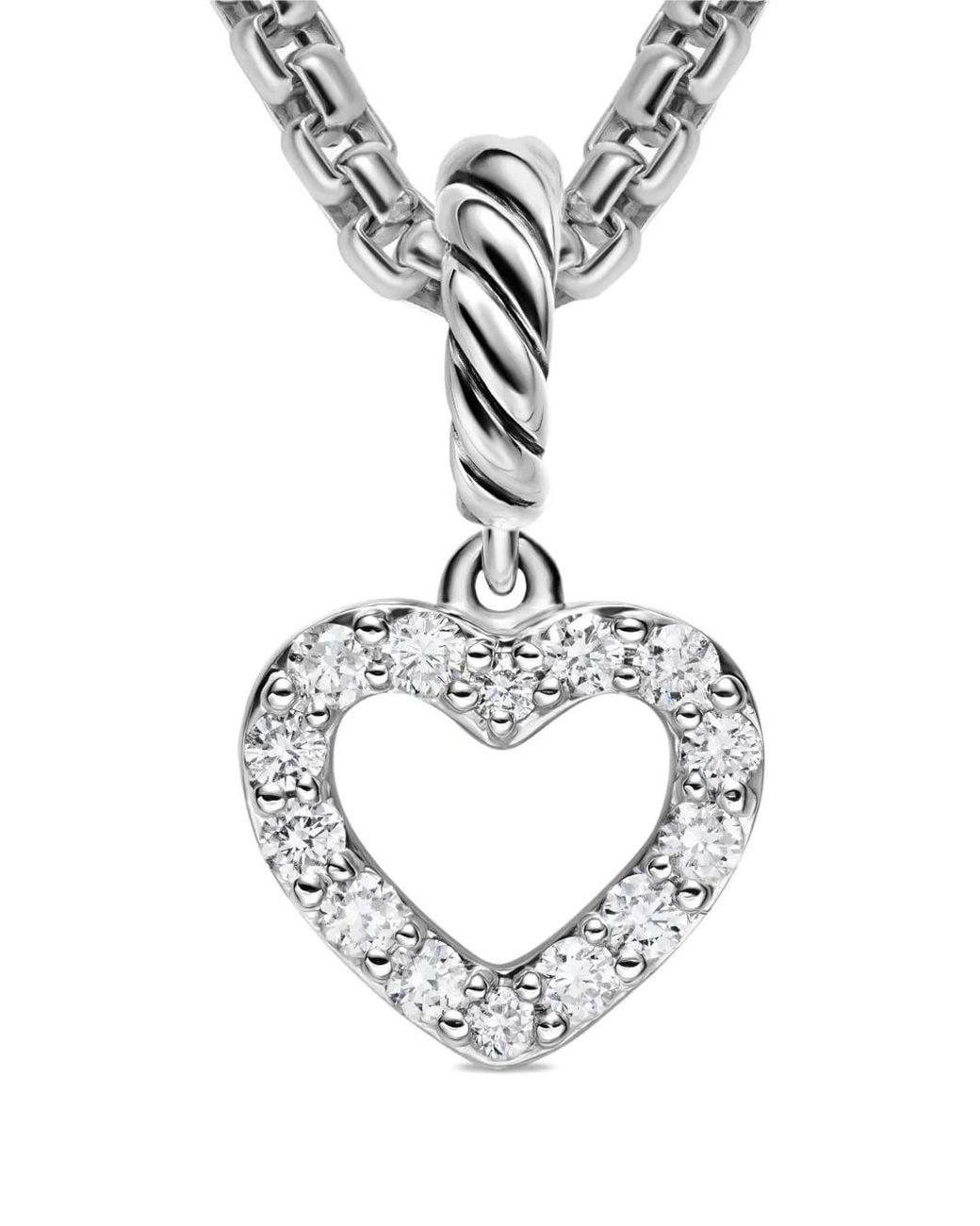 David Yurman Metallic Micro Pavé Open Heart Diamond Necklace